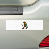 Cute Chocolate Labrador Dog Hiking Cartoon Bumpersticker (Op auto)