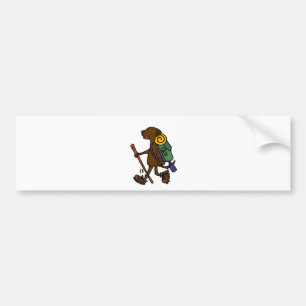 Cute Chocolate Labrador Dog Hiking Cartoon Bumpersticker