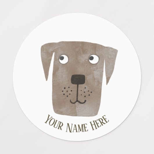 Cute Chocolate Labrador Retriever Dog Aangepaste n Labels (Design 2)