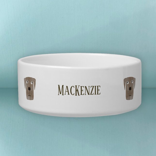 Cute Chocolate Labrador Retriever Dog Aangepaste n Voerbakje (Creator heeft geüpload)