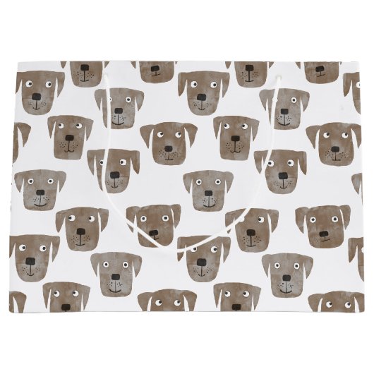 Cute Chocolate Labrador Retriever Dog Patroon Groot Cadeauzakje (Voorkant)
