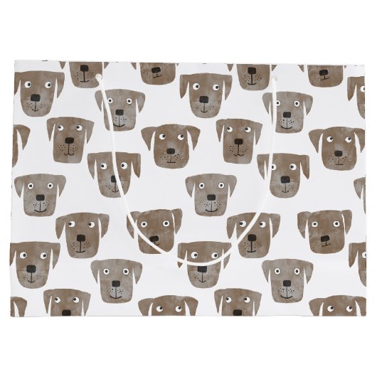 Cute Chocolate Labrador Retriever Dog Patroon Groot Cadeauzakje (Achterkant)