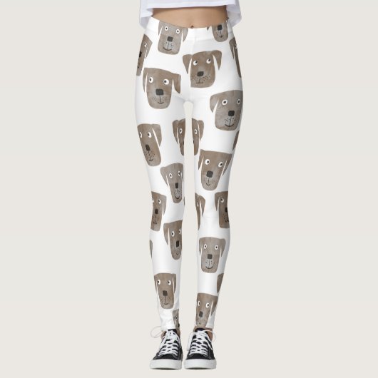 Cute Chocolate Labrador Retriever Dog Patroon Leggings (Voorkant)