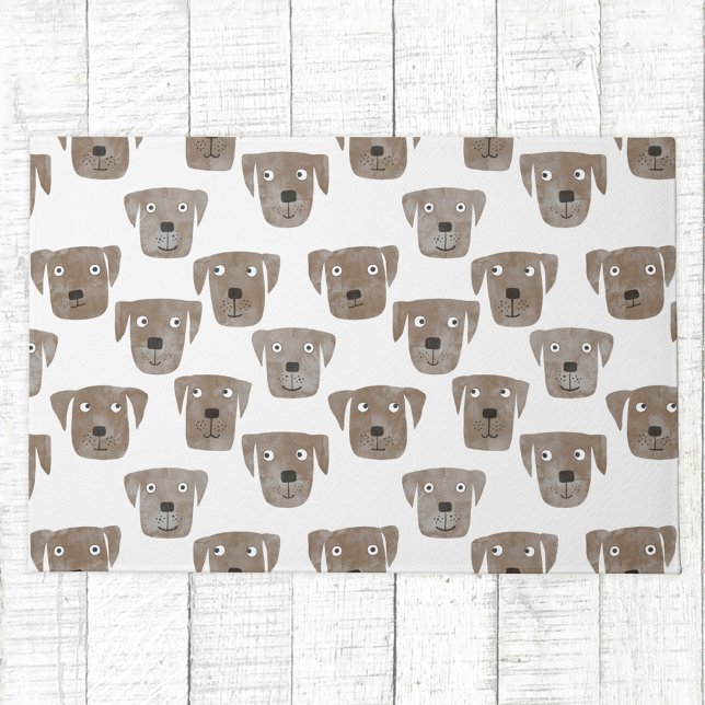 Cute Chocolate Labrador Retriever Dog Waterverf Deurmat (Chocolate Labrador Retriever dog pattern doorma)