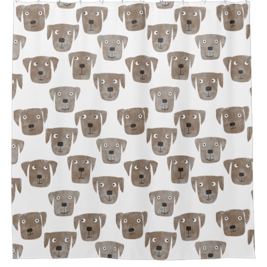Cute Chocolate Labrador Retriever Dog Waterverf Douchegordijn (Voorkant)