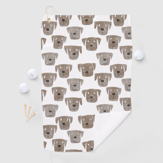 Cute Chocolate Labrador Retriever Dog Waterverf Golfhanddoek (Insitu)