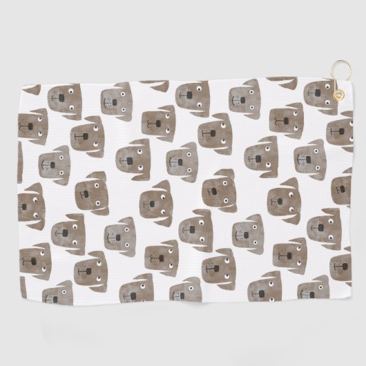 Cute Chocolate Labrador Retriever Dog Waterverf Golfhanddoek (Horizontaal)