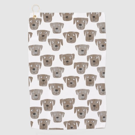 Cute Chocolate Labrador Retriever Dog Waterverf Golfhanddoek (Voorkant)