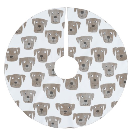 Cute Chocolate Labrador Retriever Dog Waterverf Kerstboom Rok (Voorkant)