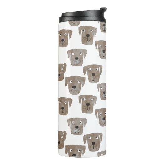 Cute Chocolate Labrador Retriever Dog Waterverf Thermosbeker (Gedraaid links)