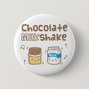 Cute Chocolate Milkshake Doodle voor haar Ronde Button 5,7 Cm