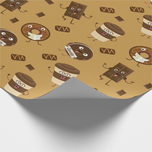 Cute Chocolate Pattern Cadeaupapier (Hoek)