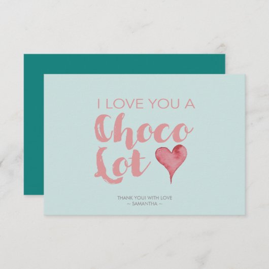 Cute Chocolate Pun Typography Green Bedankkaart (Voorkant / Achterkant)