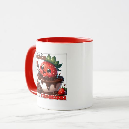 Cute Chocolate strawberry word art  Mok (Voorkant links)