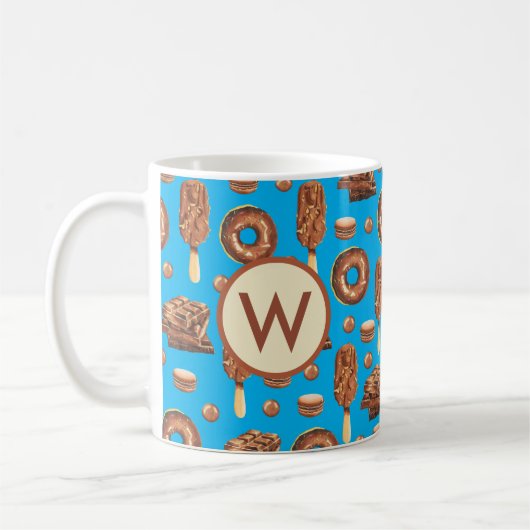 Cute Chocolate Sweets Ice Cream Monogram Koffiemok (Links)