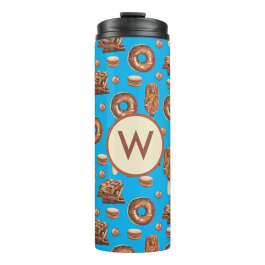 Cute Chocolate Sweets Ice Cream Monogram Thermosbeker (Voorkant)