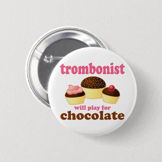 Cute Chocolate Trombone Button (Voorkant /achterkant)