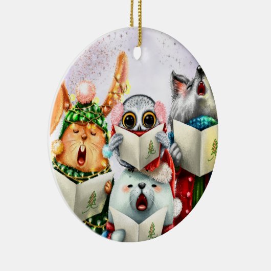 Cute Choir Animals Leerster keramiek Keramisch Ornament (Rechts)