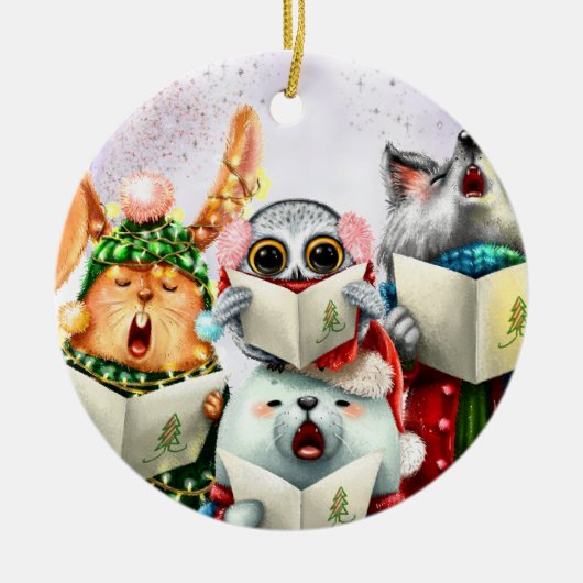 Cute Choir Animals Leerster keramiek Keramisch Ornament (Voorkant)