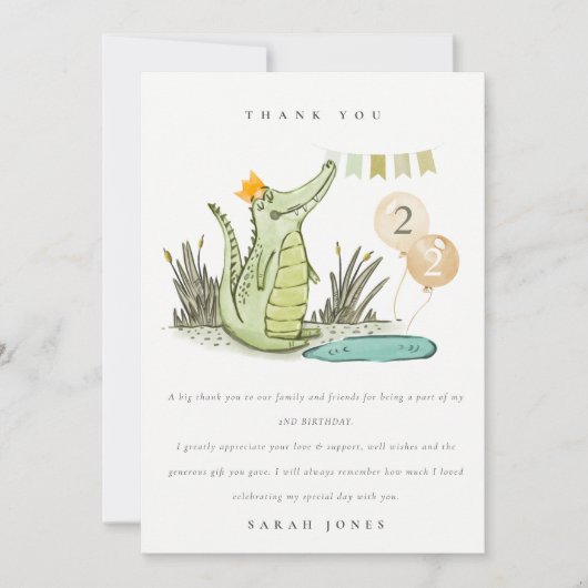 Cute Chomp Alligator in Swamp Any Age Birthday Bedankkaart (Voorkant)