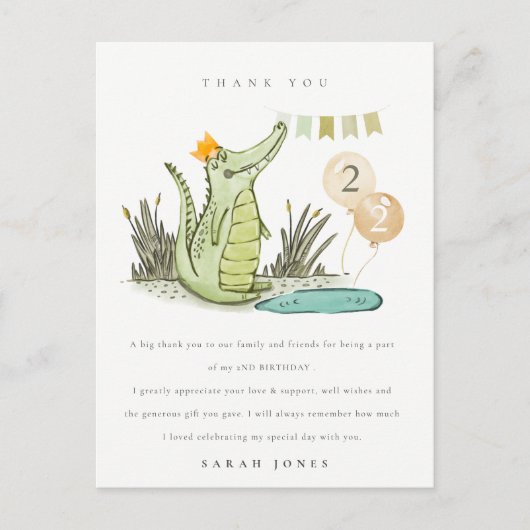Cute Chomp Alligator in Swamp Any Age Birthday Briefkaart (Voorkant)