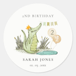 Cute Chomp Alligator in Swamp Any Age Birthday Ronde Sticker