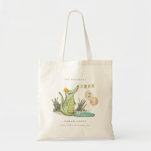 Cute Chomp Alligator in Swamp Any Age Birthday Tote Bag (Voorkant)