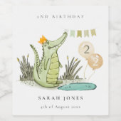 Cute Chomp Alligator in Swamp Any Age Birthday Wijn Etiket (Enkel label)