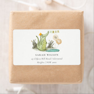 Cute Chomp Alligator in Swamp Balloon Adres Etiket