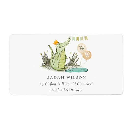 Cute Chomp Alligator in Swamp Balloon Adres Etiket (Voorkant)