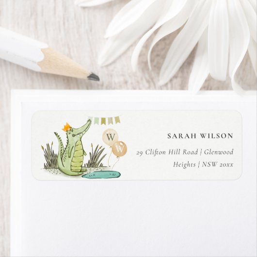 Cute Chomp Alligator in Swamp Balloon Adres Etiket (Insitu)