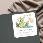 Cute Chomp Alligator in Swamp Balloon Adres Vierkante Sticker<br><div class="desc">Neem contact met mij op via yellowfebstudio@gmail.com voor meer aanpassingen of andere overeenkomende objecten.</div>