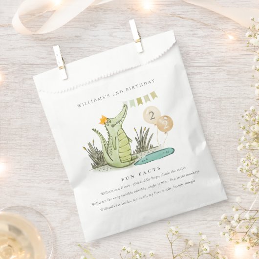 Cute Chomp Alligator in Swamp Fun Facts Birthday Bedankzakje (Geknipt)