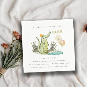 Cute Chomp Alligator in Swamp Fun Facts Birthday Servet