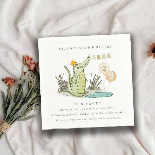 Cute Chomp Alligator in Swamp Fun Facts Birthday Servet