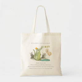 Cute Chomp Alligator in Swamp Fun Facts Birthday Tote Bag