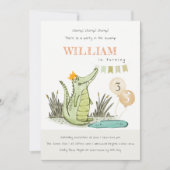 Cute Chomp Alligator Swamp Any Age Birthday Invite Bedankkaart (Voorkant)