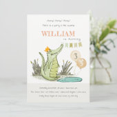 Cute Chomp Alligator Swamp Any Age Birthday Invite Bedankkaart (Staand voorkant)