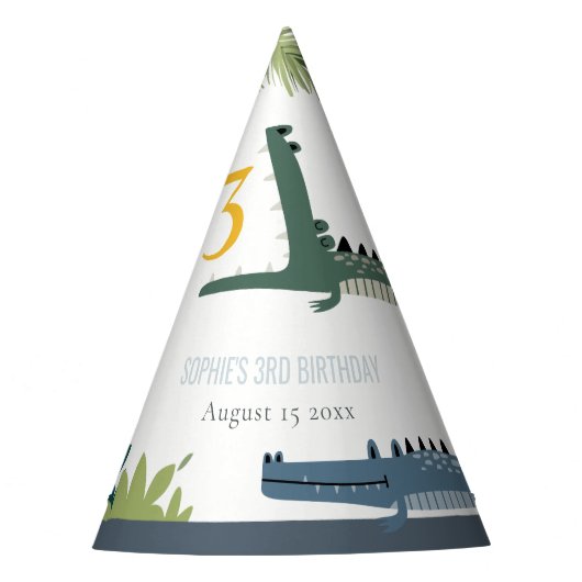 Cute Chomp Alligator Swamp Elke leeftijdscategorie Feesthoedjes (Voorkant)