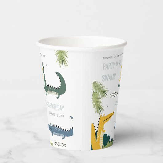 Cute Chomp Alligator Swamp Elke leeftijdscategorie Papieren Bekers (Rechts)