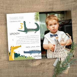 Cute Chomp Alligator Swamp Kinder Foto Birthday Bedankkaart