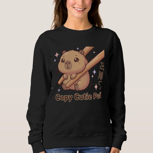 Cute Chopstick Kawaii Cutie Puff Capybara Meme Trui (Voorkant)