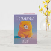 Cute chow-chow Illustratie, Fur echte verjaardag Kaart (Gele Bloem)