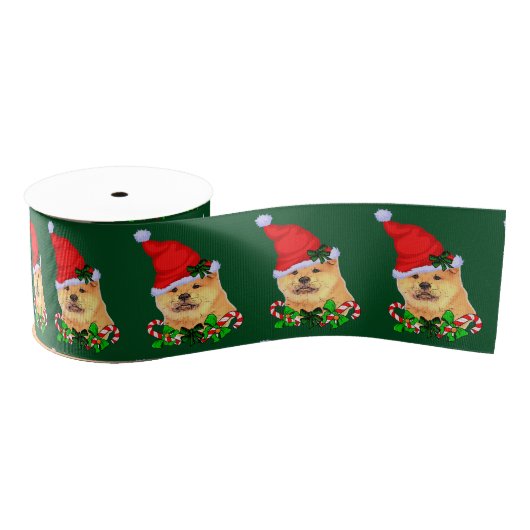 Cute Chow kerst Grosgrain Lint (Spoel)