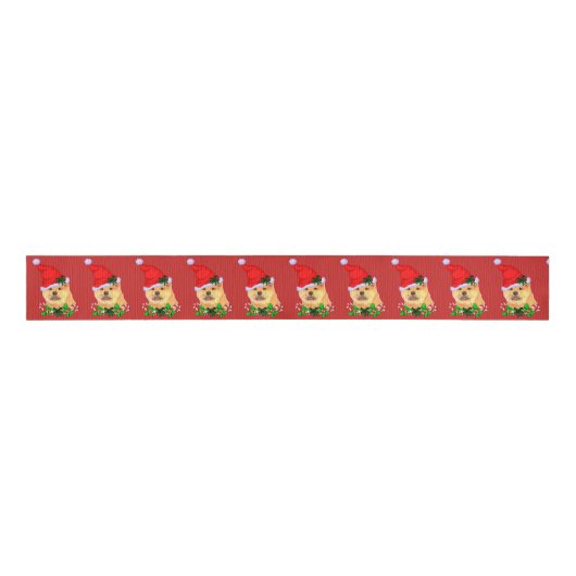Cute Chow kerst Grosgrain Lint (Voorkant)