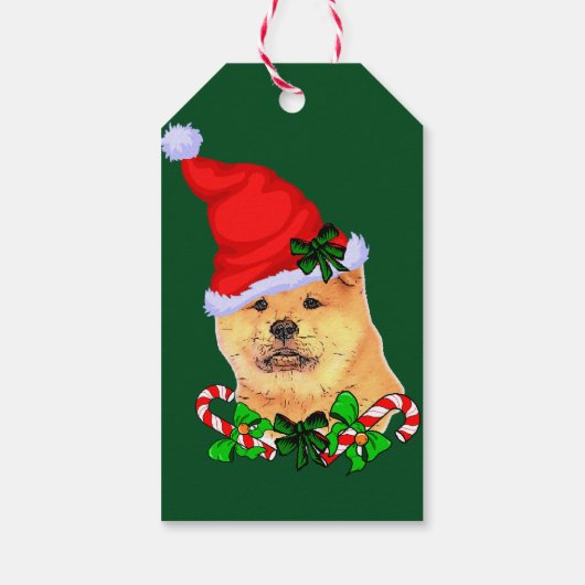 Cute Chow-kerstcadeautassen Cadeaulabel (Achterkant)