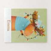 Cute Chrismas Lights Moose Animal Natuur Art Legpuzzel (Horizontaal)