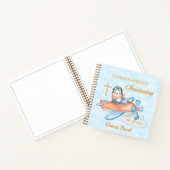 Cute Christening Baby Penguin Airplane Guest Notitieboek (Binnen)