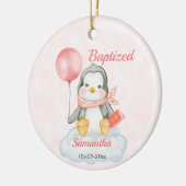 Cute Christening Baby Penguin Pink Keramisch Ornament (Links)