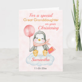 Cute Christening Great Granddochter Penguin Kaart